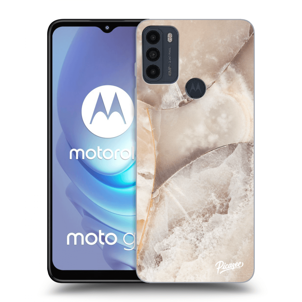 Picasee crna silikonska maskica za Motorola Moto G50 - Cream marble