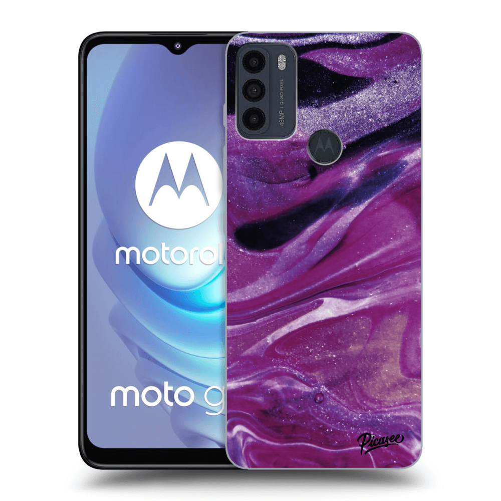 Picasee crna silikonska maskica za Motorola Moto G50 - Purple glitter