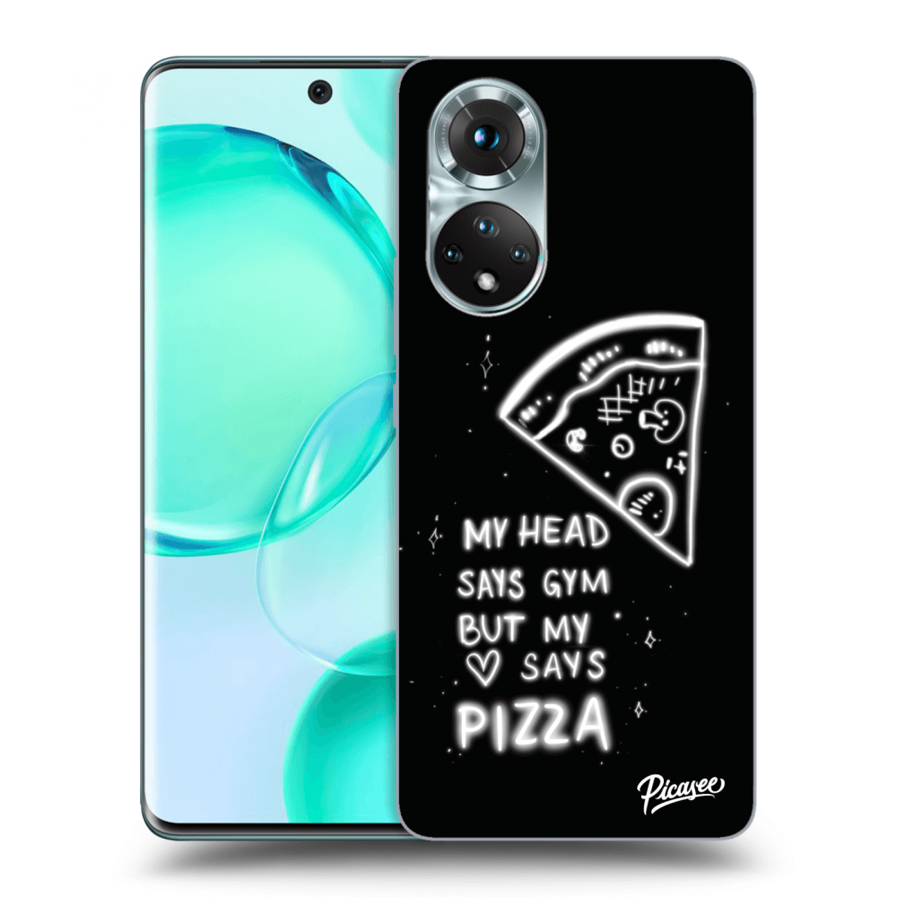 Picasee crna silikonska maskica za Honor 50 5G - Pizza