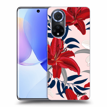 Picasee crna silikonska maskica za Huawei Nova 9 - Red Lily