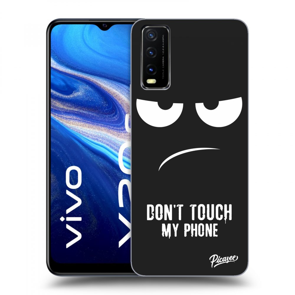 Picasee crna silikonska maskica za Vivo Y20s - Don't Touch My Phone