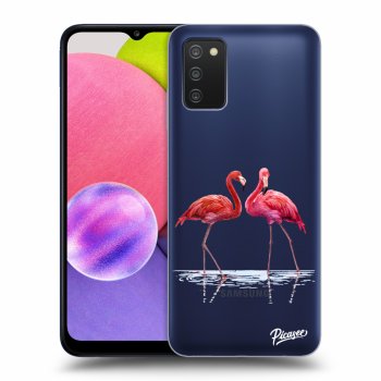 Picasee silikonska prozirna maskica za Samsung Galaxy A03s A037G - Flamingos couple