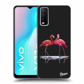 Picasee crna silikonska maskica za Vivo Y11s - Flamingos couple