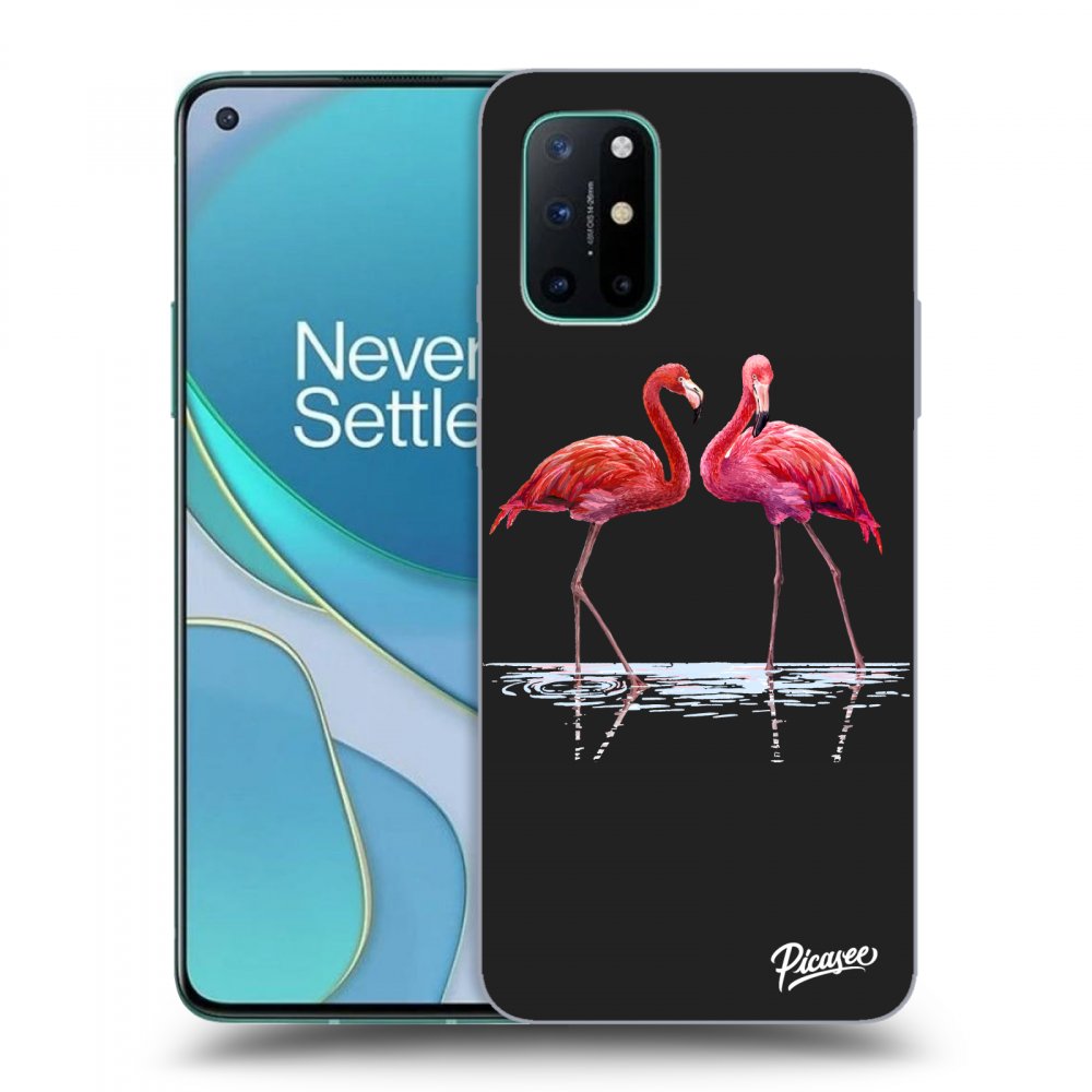 Picasee crna silikonska maskica za OnePlus 8T - Flamingos couple