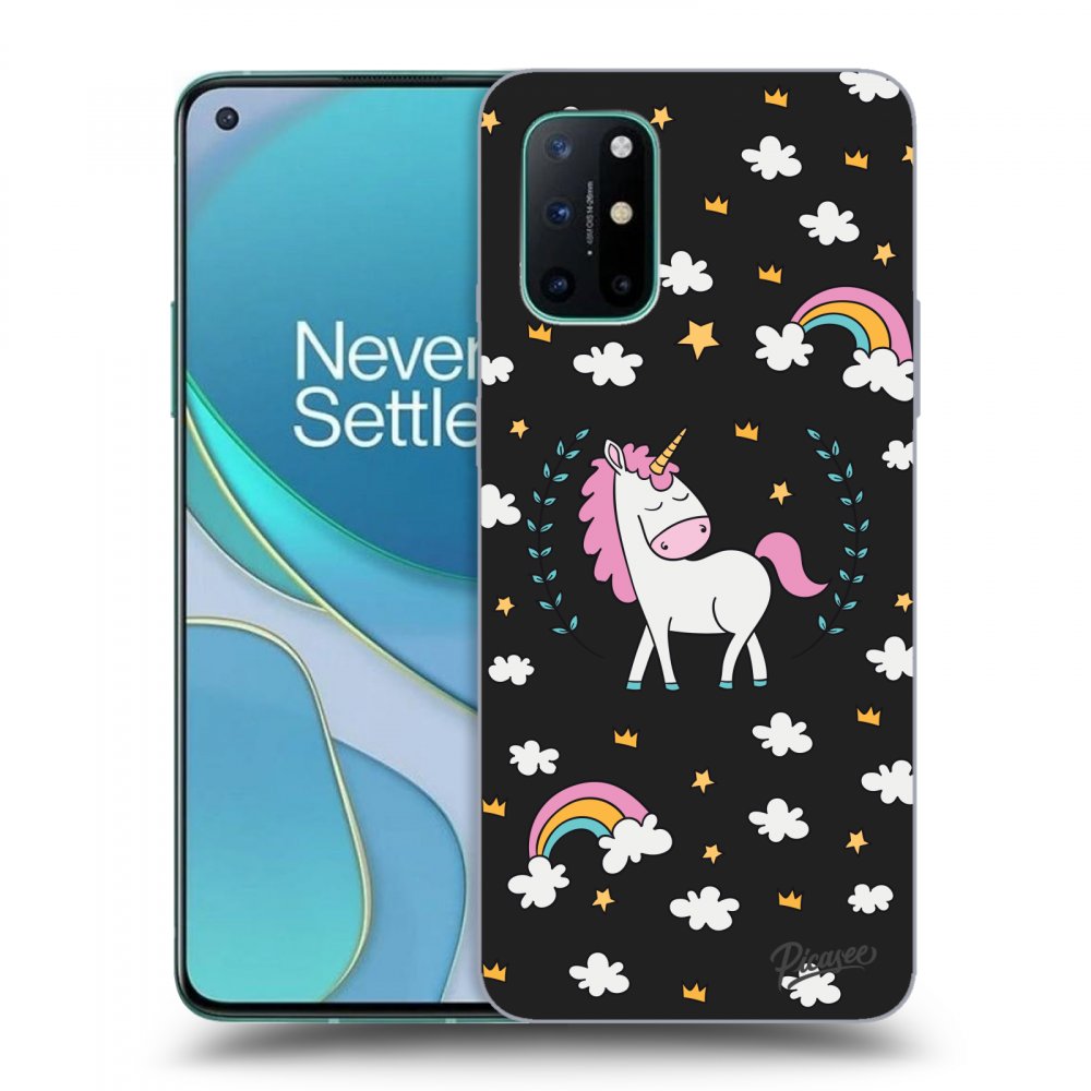 Picasee crna silikonska maskica za OnePlus 8T - Unicorn star heaven