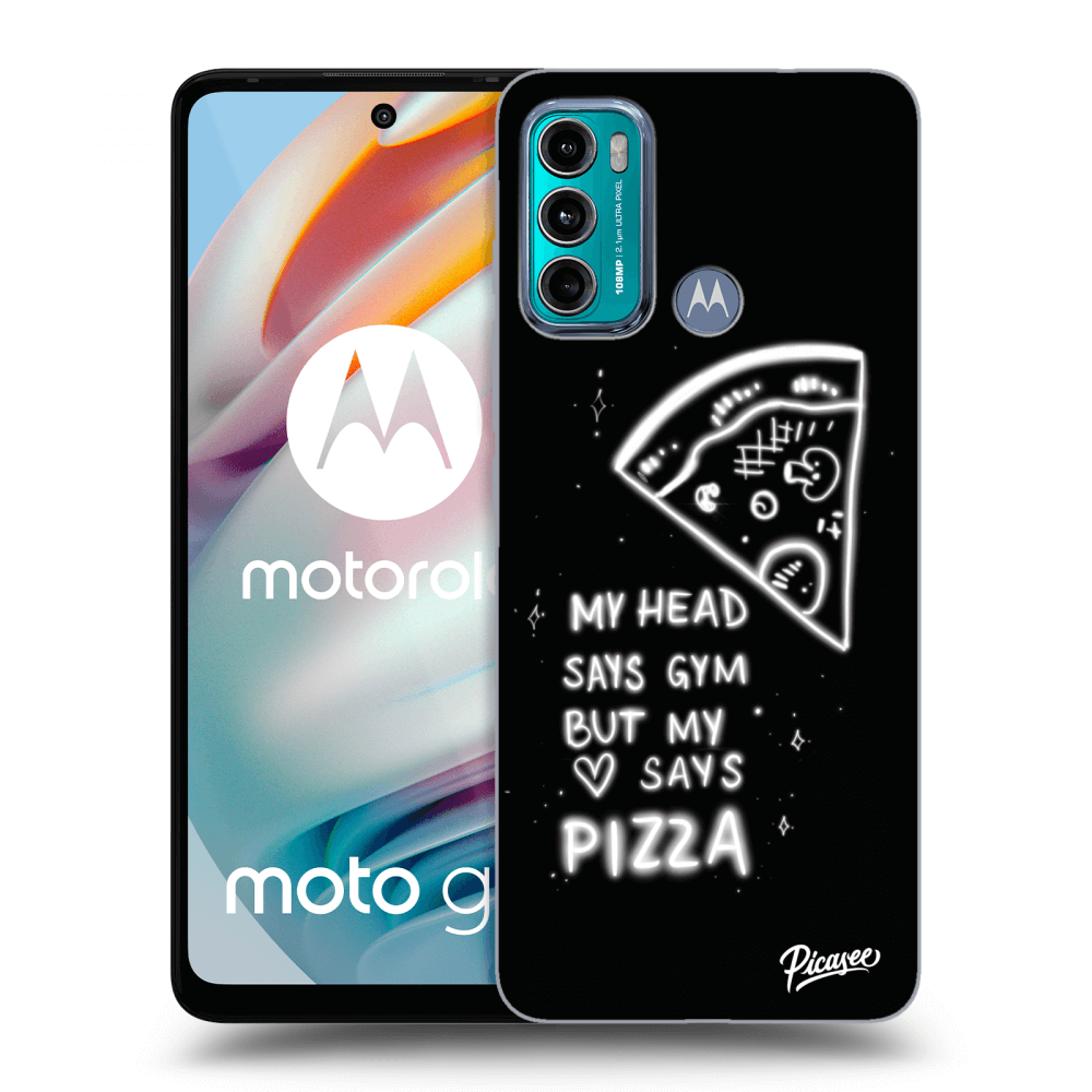 Picasee crna silikonska maskica za Motorola Moto G60 - Pizza