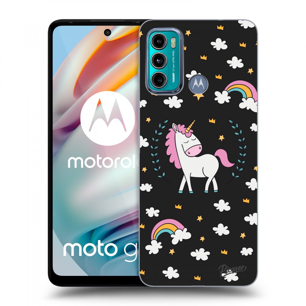 Picasee crna silikonska maskica za Motorola Moto G60 - Unicorn star heaven