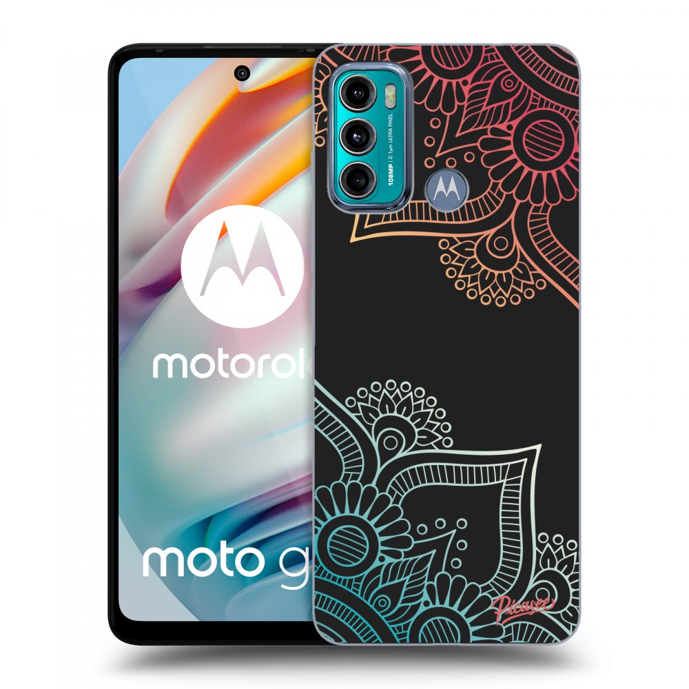 Picasee crna silikonska maskica za Motorola Moto G60 - Flowers pattern