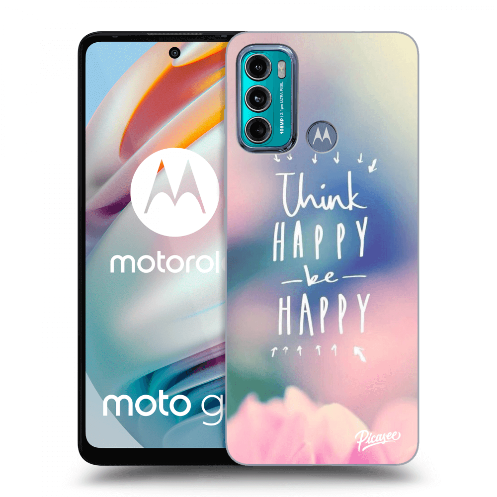 Picasee crna silikonska maskica za Motorola Moto G60 - Think happy be happy