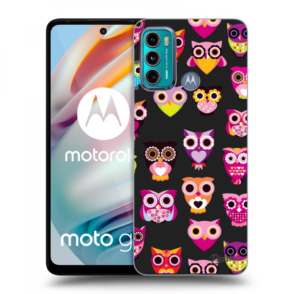 Picasee crna silikonska maskica za Motorola Moto G60 - Owls