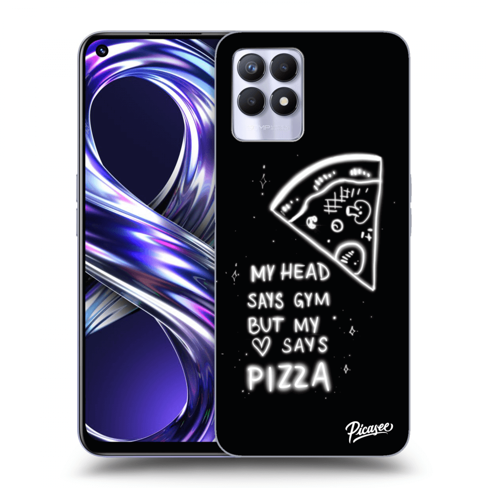 Picasee crna silikonska maskica za Realme 8i - Pizza