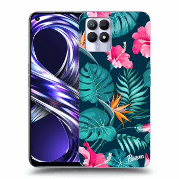 Picasee silikonska prozirna maskica za Realme 8i - Pink Monstera