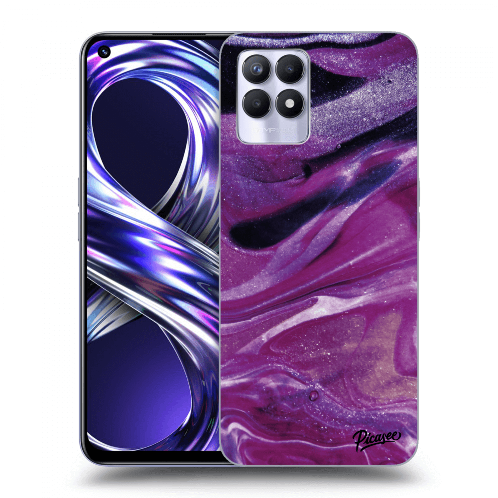 Picasee silikonska prozirna maskica za Realme 8i - Purple glitter