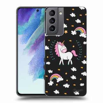 Picasee crna silikonska maskica za Samsung Galaxy S21 FE 5G - Unicorn star heaven
