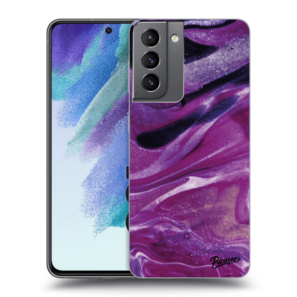 Picasee silikonska prozirna maskica za Samsung Galaxy S21 FE 5G - Purple glitter