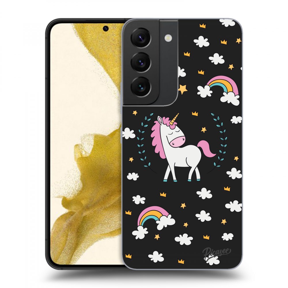 Picasee crna silikonska maskica za Samsung Galaxy S22 5G - Unicorn star heaven