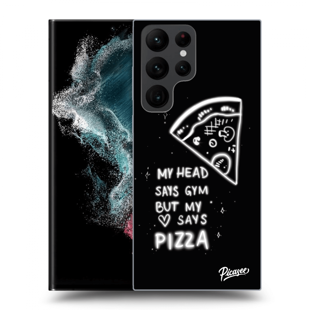 Picasee crna silikonska maskica za Samsung Galaxy S22 Ultra 5G - Pizza