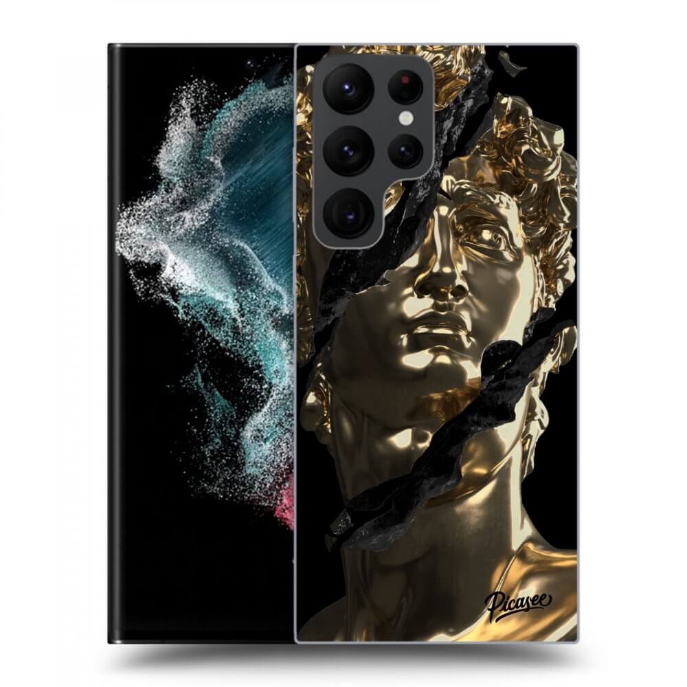 Picasee crna silikonska maskica za Samsung Galaxy S22 Ultra 5G - Golder