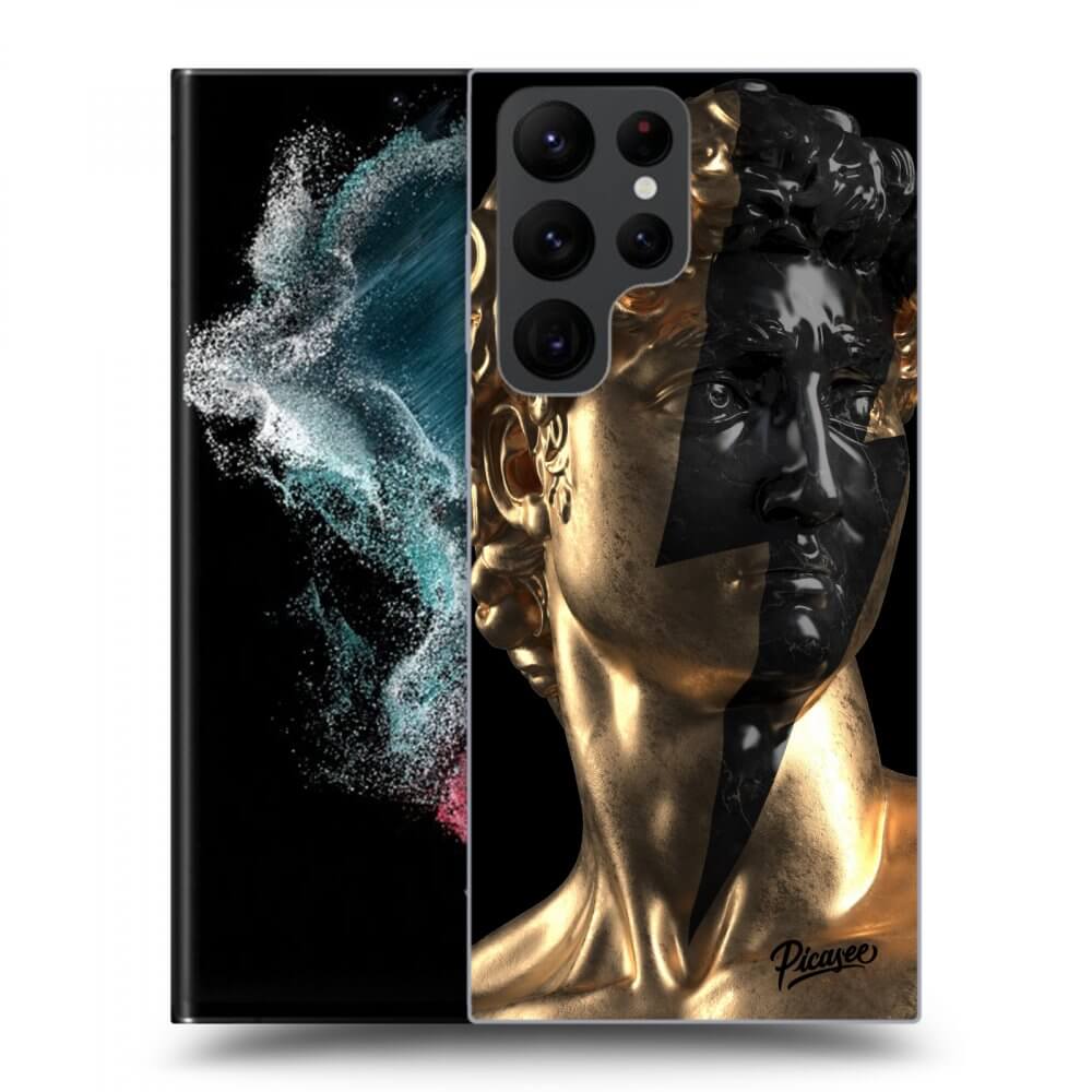 Picasee crna silikonska maskica za Samsung Galaxy S22 Ultra 5G - Wildfire - Gold