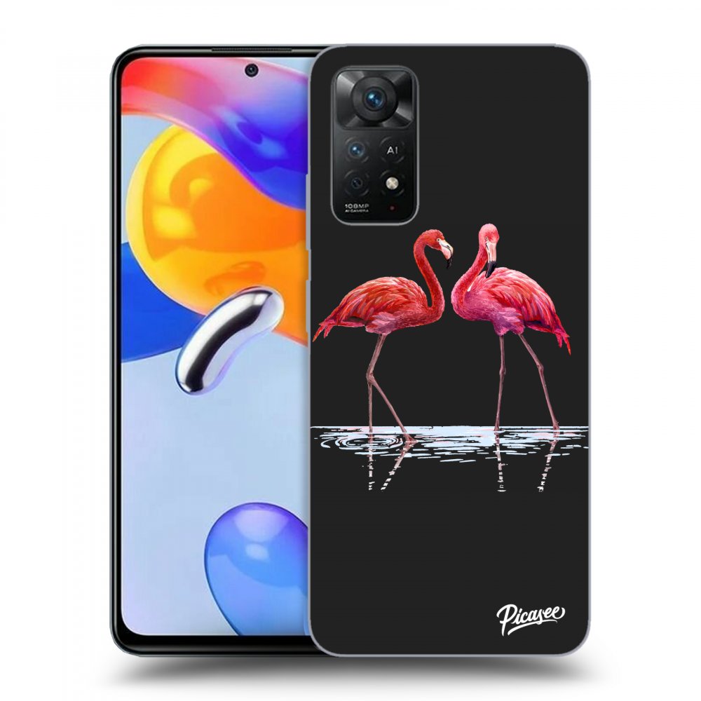Picasee crna silikonska maskica za Xiaomi Redmi Note 11 Pro 5G - Flamingos couple