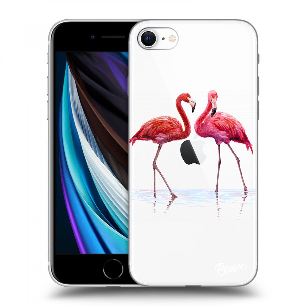 Picasee silikonska prozirna maskica za Apple iPhone SE 2022 - Flamingos couple