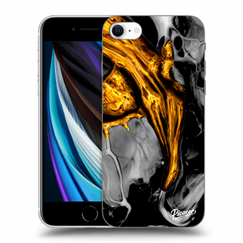 Picasee silikonska prozirna maskica za Apple iPhone SE 2022 - Black Gold