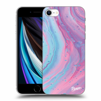 Picasee crna silikonska maskica za Apple iPhone SE 2022 - Pink liquid