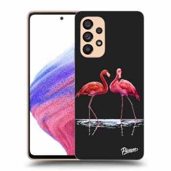 Picasee crna silikonska maskica za Samsung Galaxy A53 5G - Flamingos couple