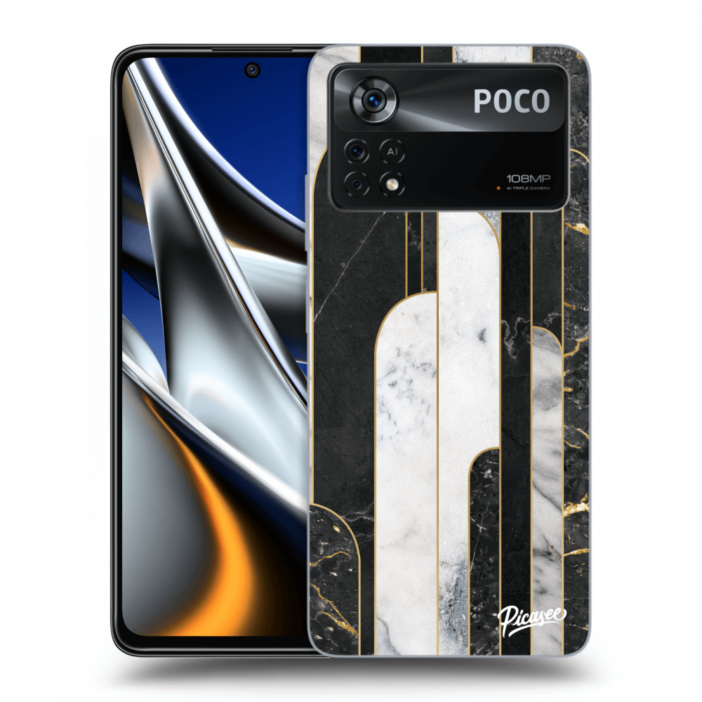 Picasee silikonska prozirna maskica za Xiaomi Poco X4 Pro 5G - Black & White tile