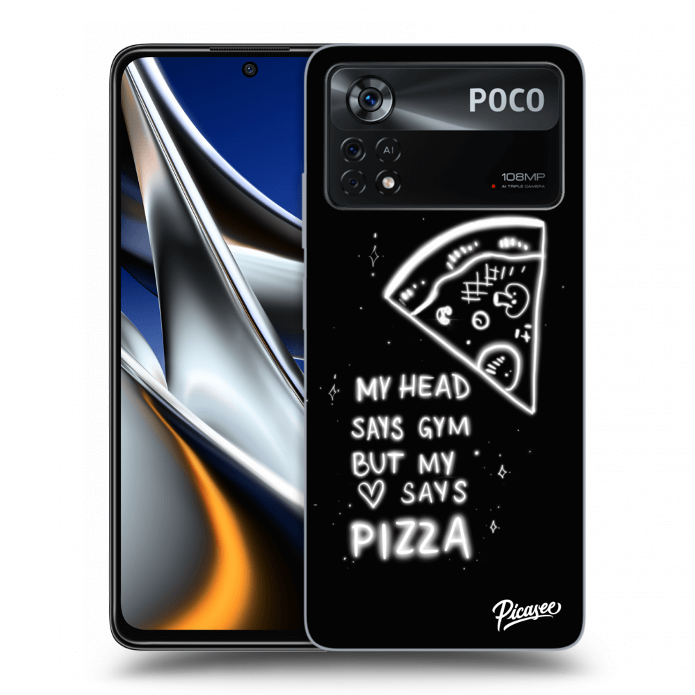 Picasee crna silikonska maskica za Xiaomi Poco X4 Pro 5G - Pizza