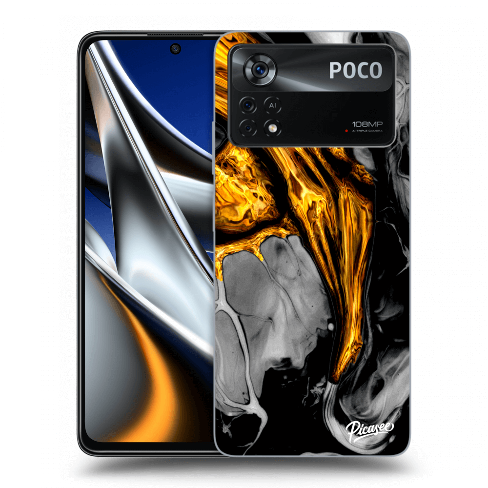 Picasee silikonska prozirna maskica za Xiaomi Poco X4 Pro 5G - Black Gold