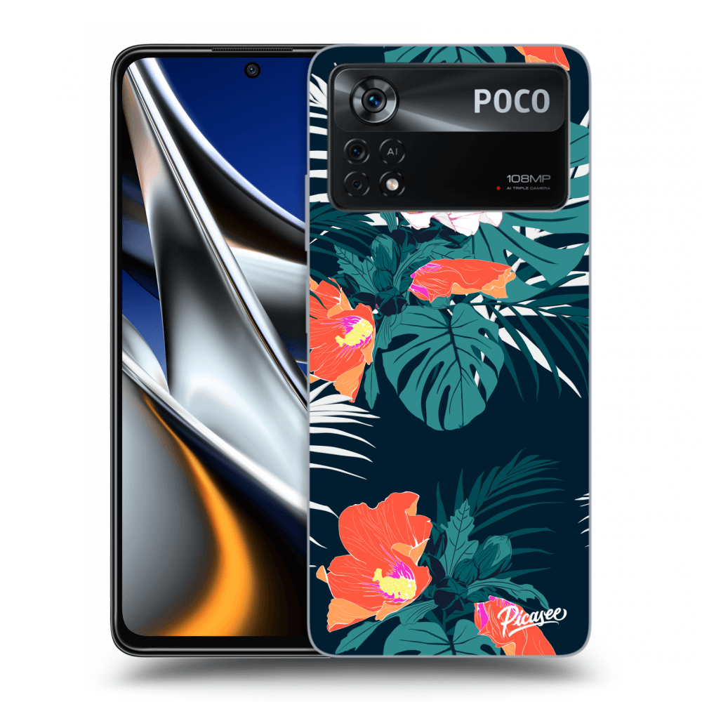 Picasee crna silikonska maskica za Xiaomi Poco X4 Pro 5G - Monstera Color