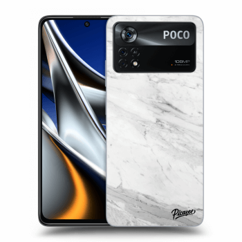 Picasee crna silikonska maskica za Xiaomi Poco X4 Pro 5G - White marble