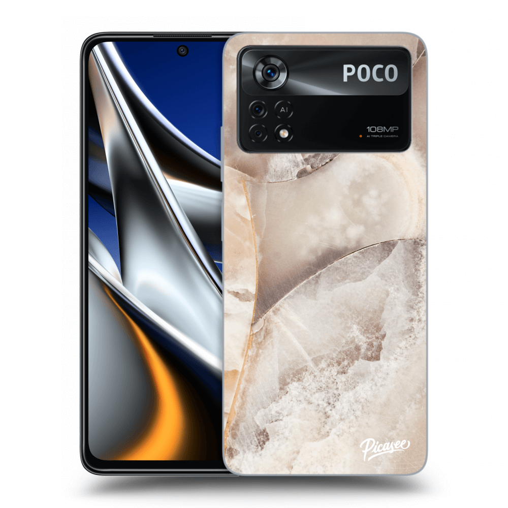 Picasee crna silikonska maskica za Xiaomi Poco X4 Pro 5G - Cream marble