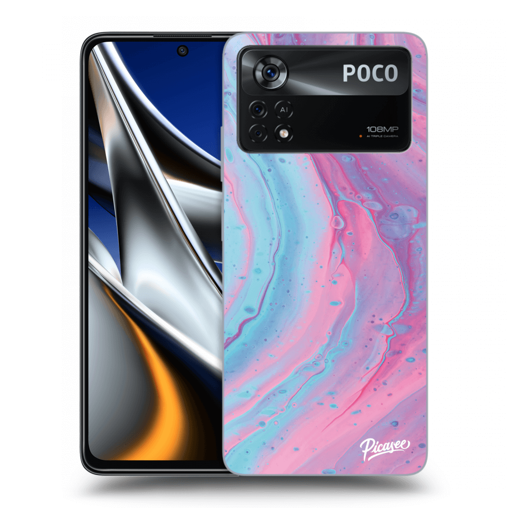 Picasee crna silikonska maskica za Xiaomi Poco X4 Pro 5G - Pink liquid
