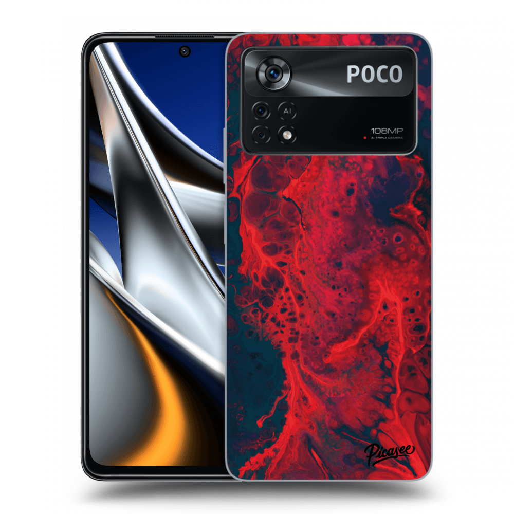 Picasee crna silikonska maskica za Xiaomi Poco X4 Pro 5G - Organic red