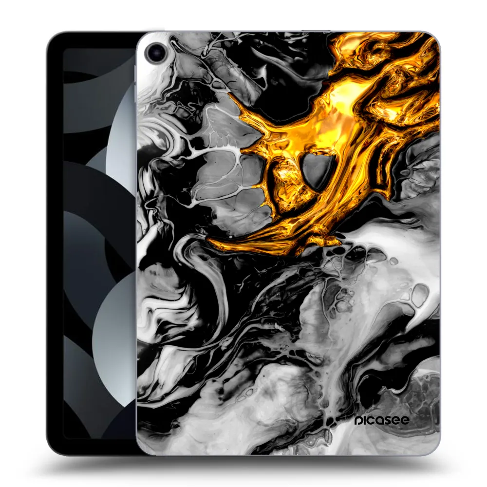 Picasee silikonska prozirna maskica za Apple iPad Air 5 10.9" 2022 - Black Gold 2