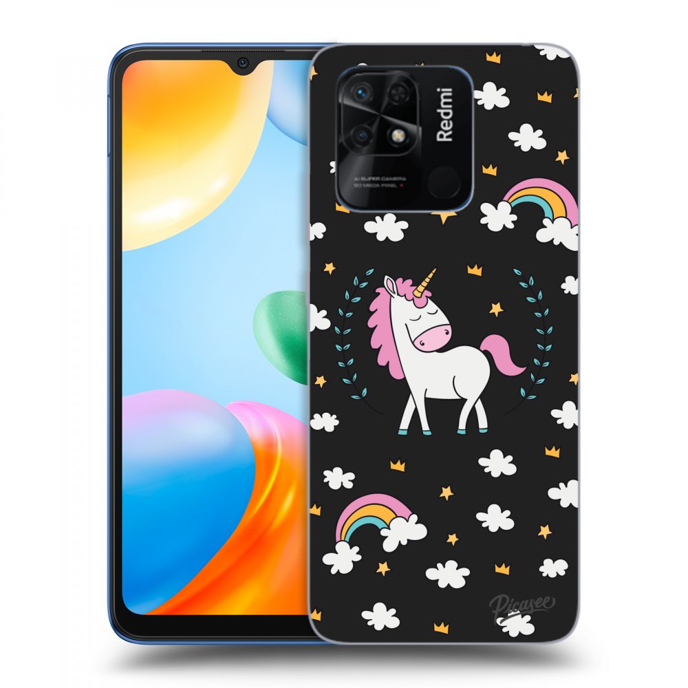 Picasee crna silikonska maskica za Xiaomi Redmi 10C - Unicorn star heaven