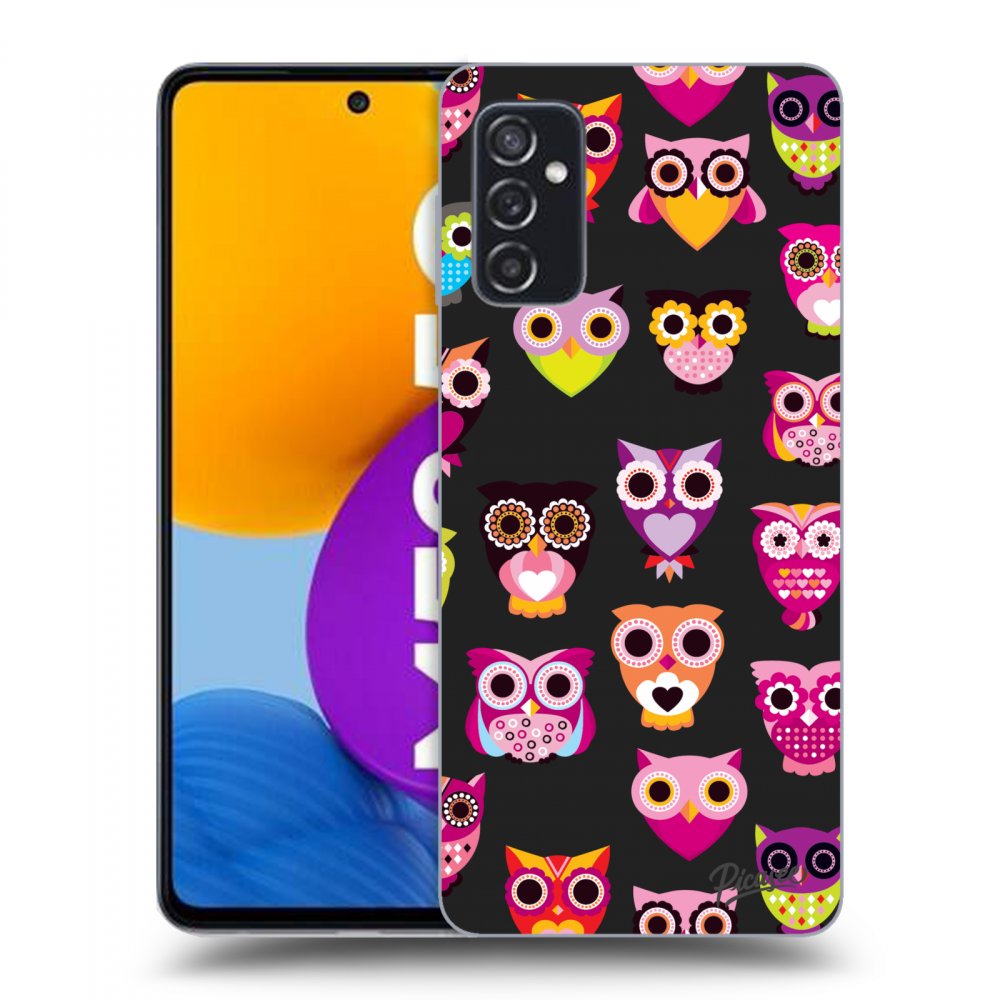 Picasee crna silikonska maskica za Samsung Galaxy M52 5G - Owls