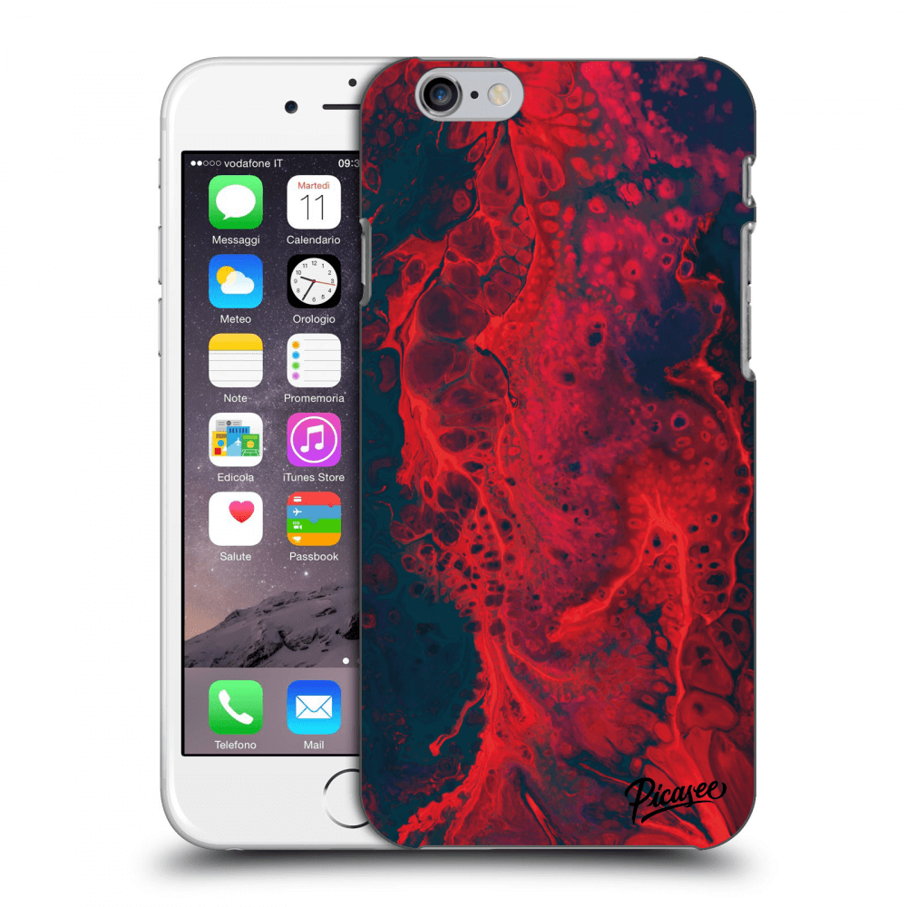Picasee crna silikonska maskica za Apple iPhone 6/6S - Organic red