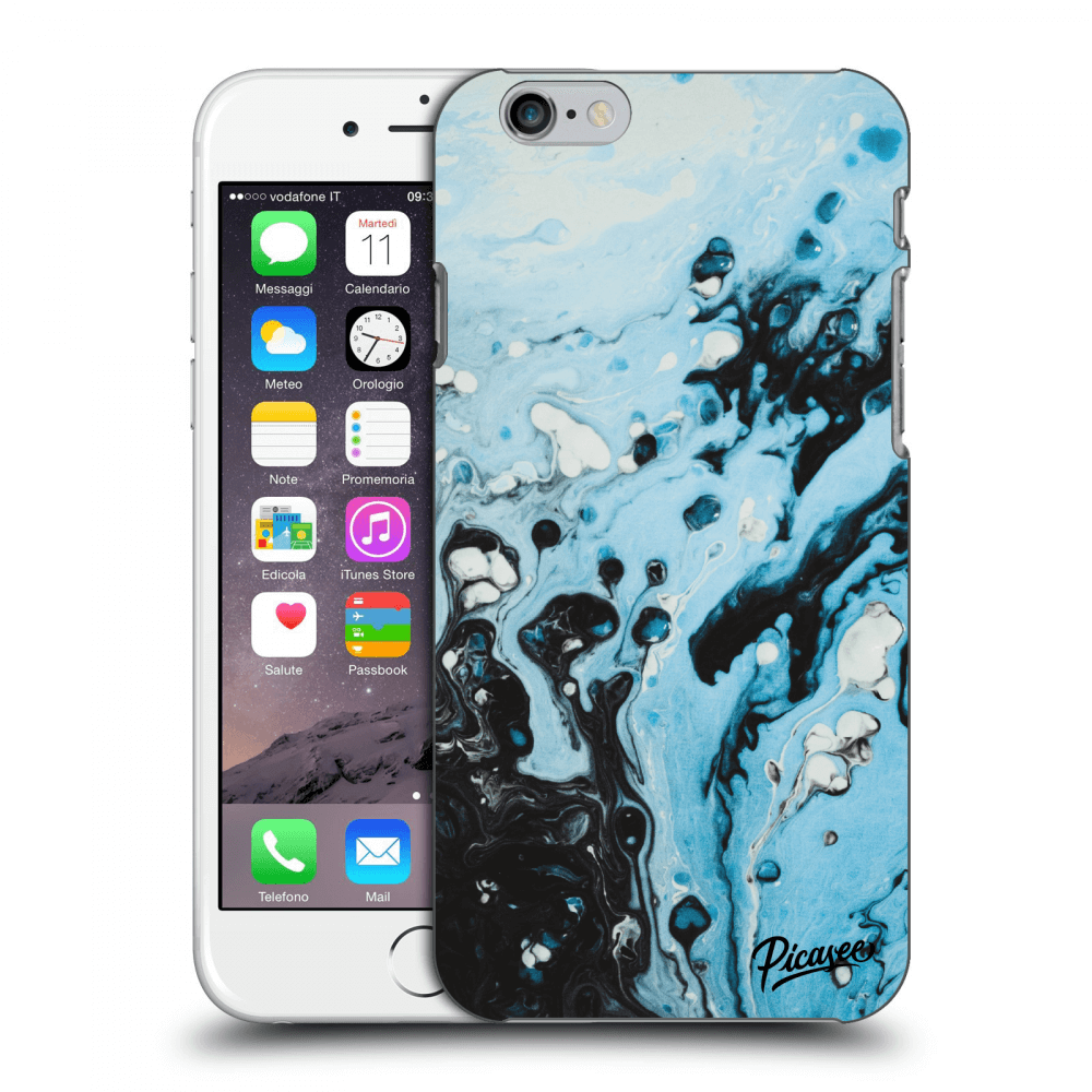 Picasee crna silikonska maskica za Apple iPhone 6/6S - Organic blue