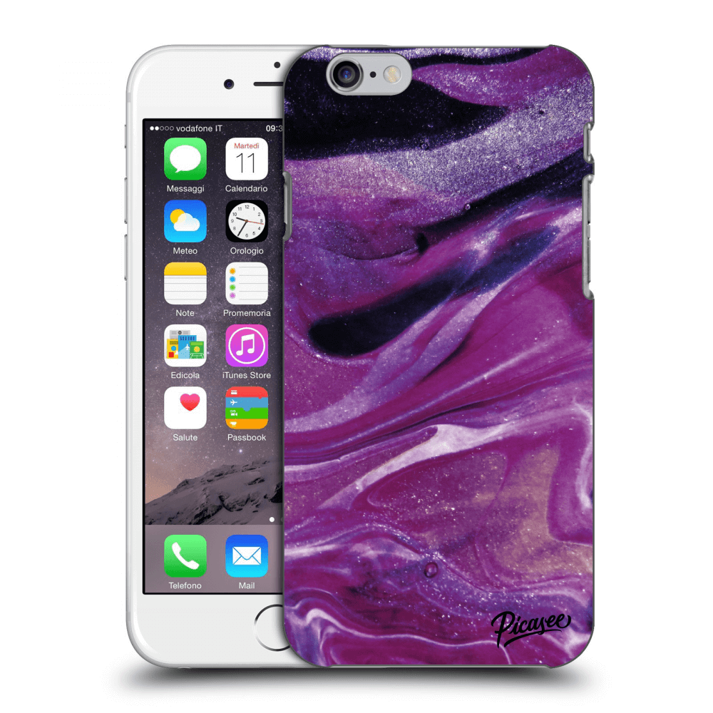 Picasee silikonska prozirna maskica za Apple iPhone 6/6S - Purple glitter