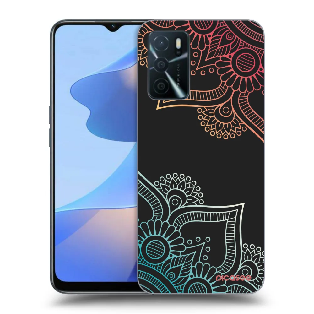 Picasee crna silikonska maskica za OPPO A16s - Flowers pattern