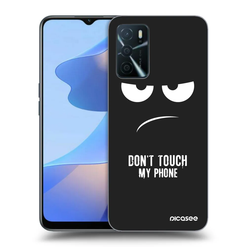 Picasee crna silikonska maskica za OPPO A16s - Don't Touch My Phone