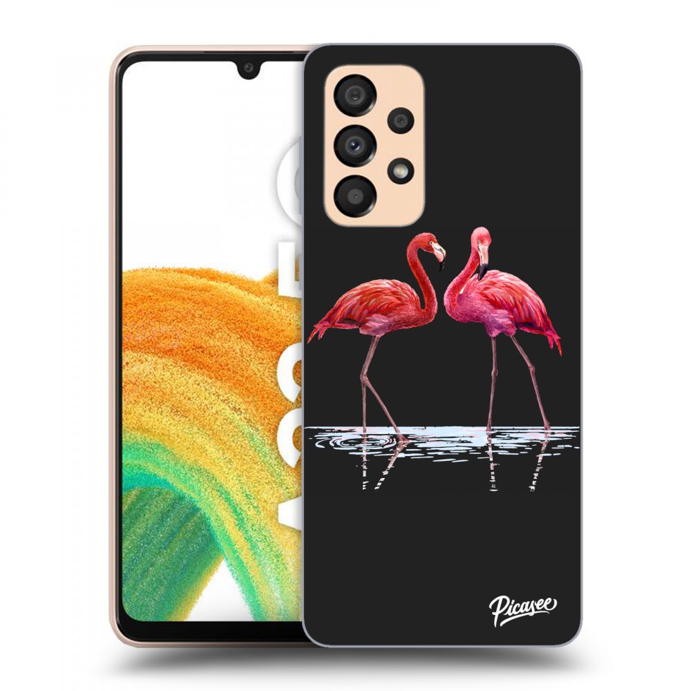 Picasee crna silikonska maskica za Samsung Galaxy A33 5G A336 - Flamingos couple