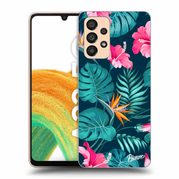 Picasee silikonska prozirna maskica za Samsung Galaxy A33 5G A336 - Pink Monstera