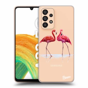 Picasee silikonska prozirna maskica za Samsung Galaxy A33 5G A336 - Flamingos couple