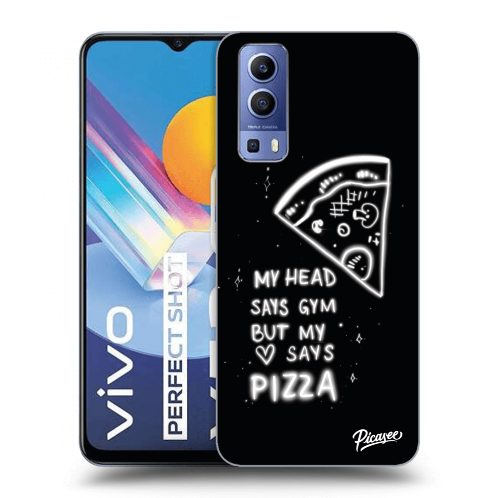 Picasee crna silikonska maskica za Vivo Y52 5G - Pizza