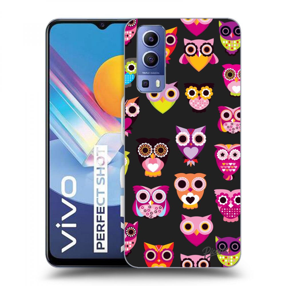 Picasee crna silikonska maskica za Vivo Y52 5G - Owls