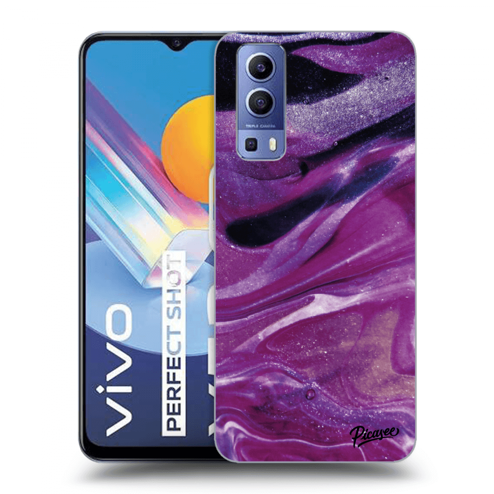 Picasee crna silikonska maskica za Vivo Y52 5G - Purple glitter